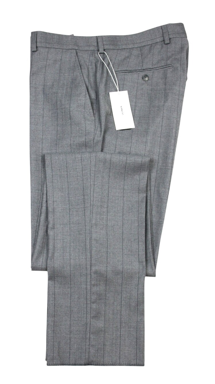 Vince Suit Pants Mens 34 Light Grey Stripe Carlo Barbera Wool Stretch Flat Front